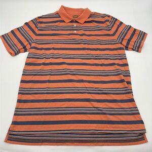 Foundry | Striped Orange and Blue Men's Polo Shirt | 2x